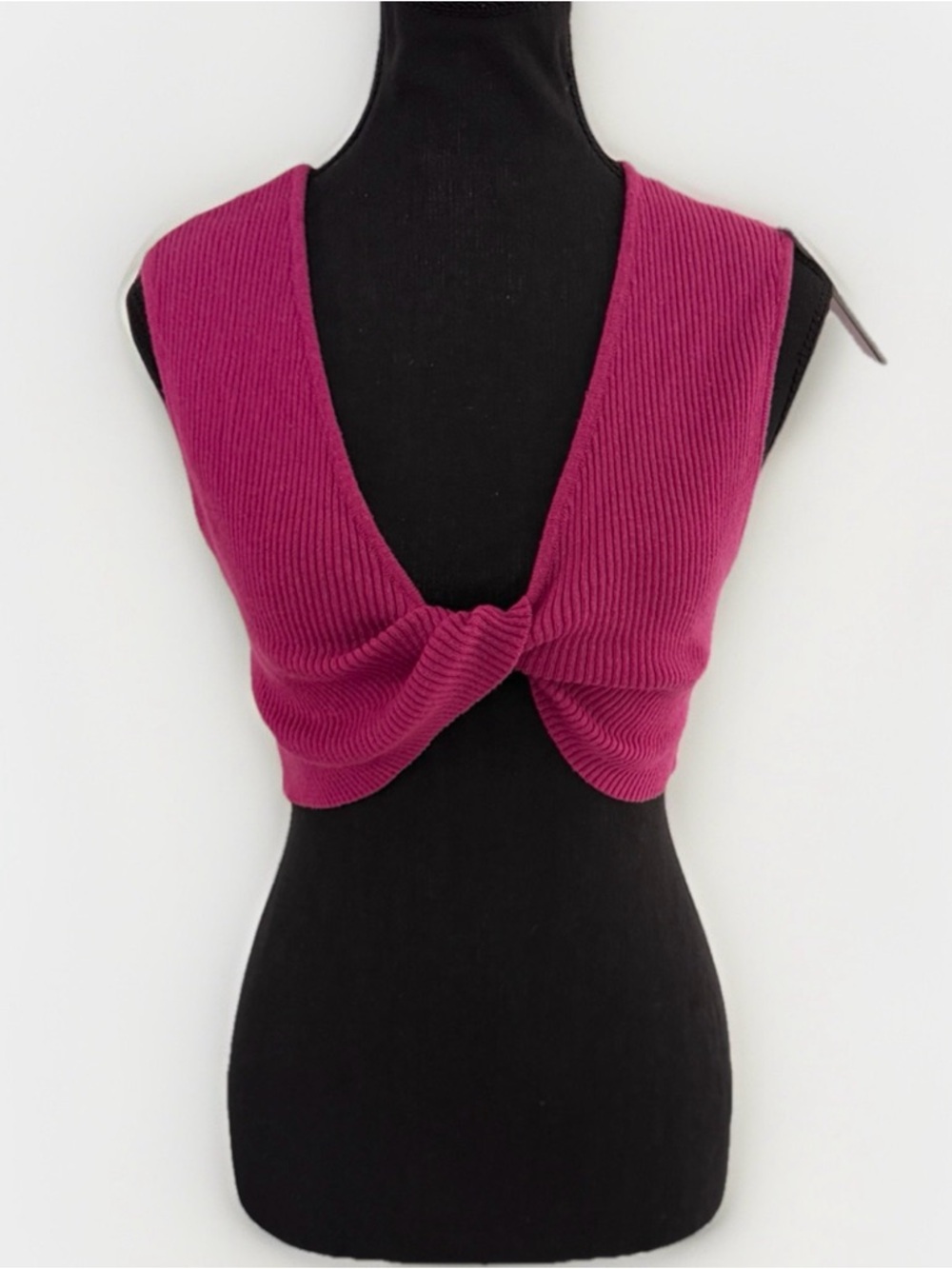 Wild Fable Pink Ribbed Twist Front Crop Top Size L NWT